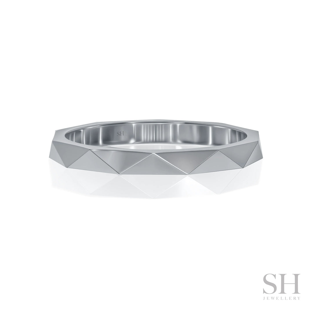 Facet Wedding Ring (2mm) - W1157 — 18kt White Gold (Clearance)