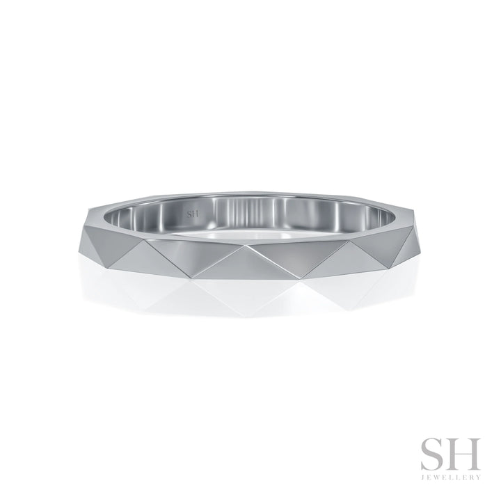 Facet Wedding Ring (2mm) - W1157 — 18kt White Gold (Clearance)