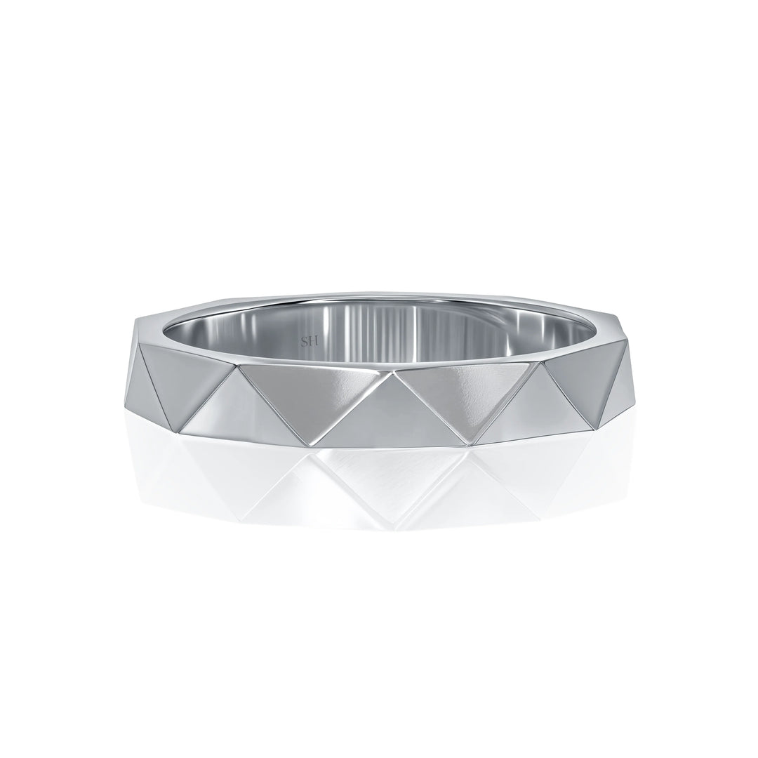 Facet Wedding Ring (3mm) - W1158 — 18kt White Gold (Clearance)