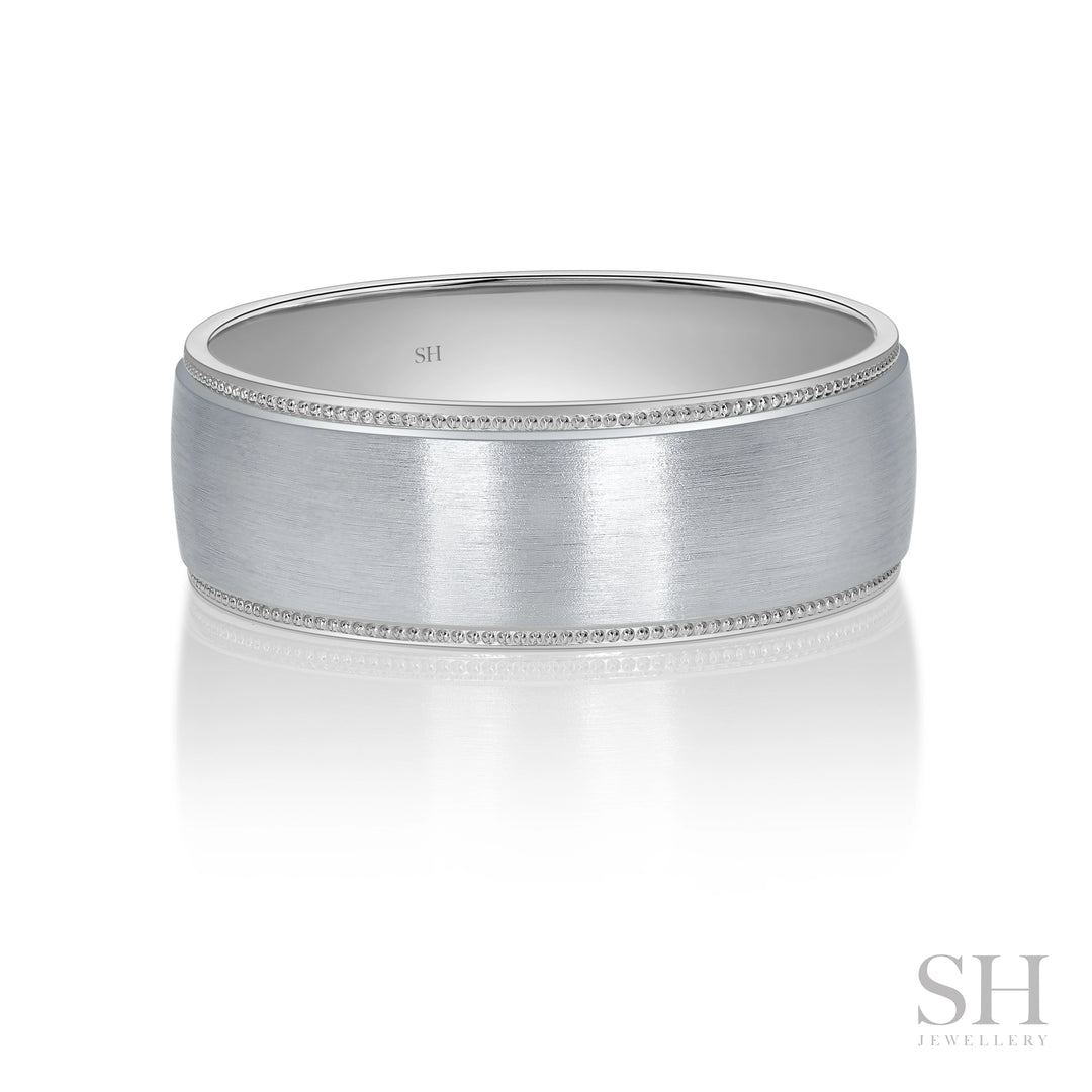 Men's Two Tone Wedding Ring with Milgrain Edge (7mm) - W1159