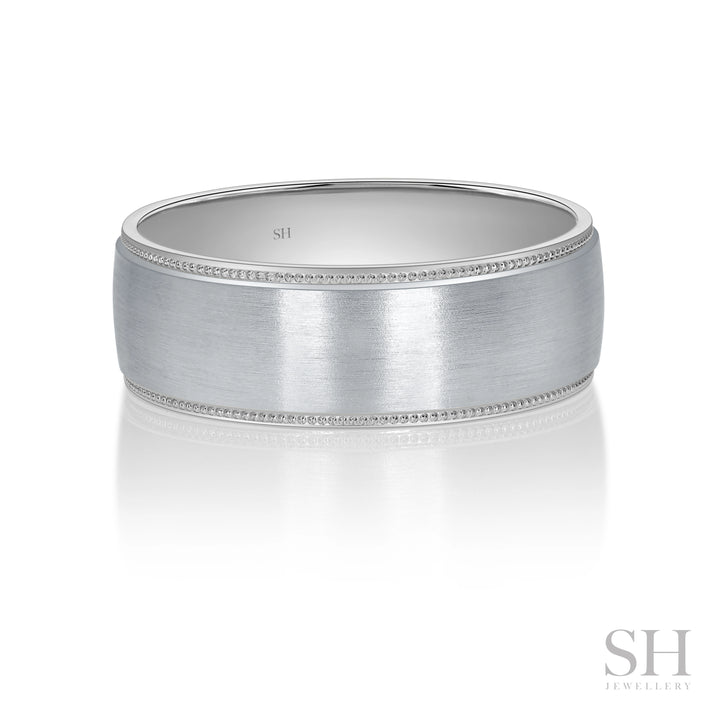 Men's Two Tone Wedding Ring with Milgrain Edge (7mm) - W1159