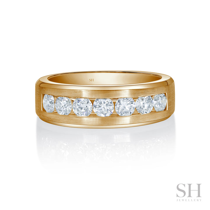 Extra Width Channel Set Diamond Ring with Brushed Finish (7.5mm) - W1162