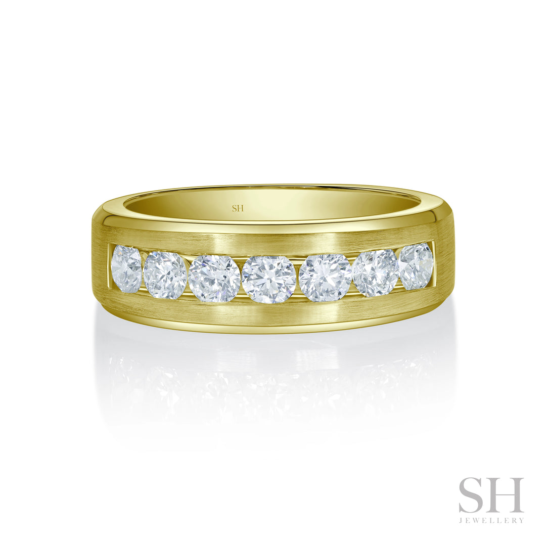 Extra Width Channel Set Diamond Ring with Brushed Finish (7.5mm) - W1162