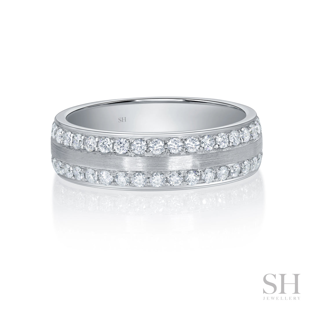 Traction (slim) Men's Diamond Eternity Ring With Brushed Finish Centre (6mm) - W1169