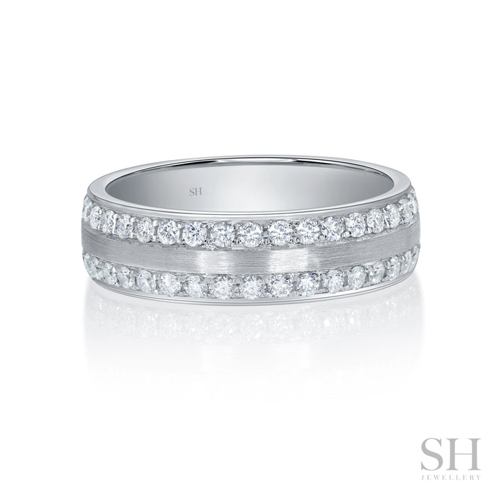 Traction (slim) Men's Diamond Eternity Ring With Brushed Finish Centre (6mm) - W1169