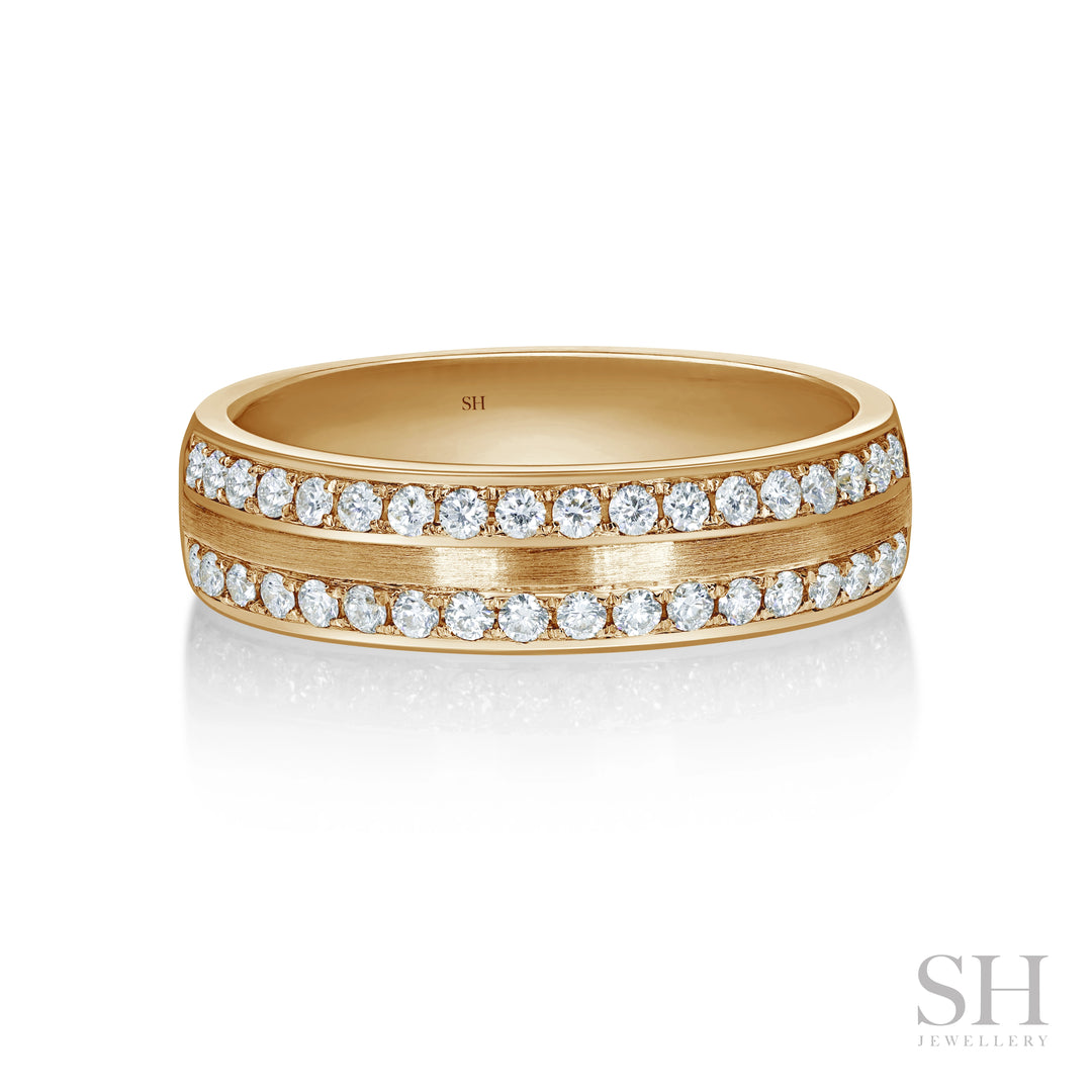 Traction (slim) Men's Diamond Ring With Brushed Finish Centre (6mm) - W1170