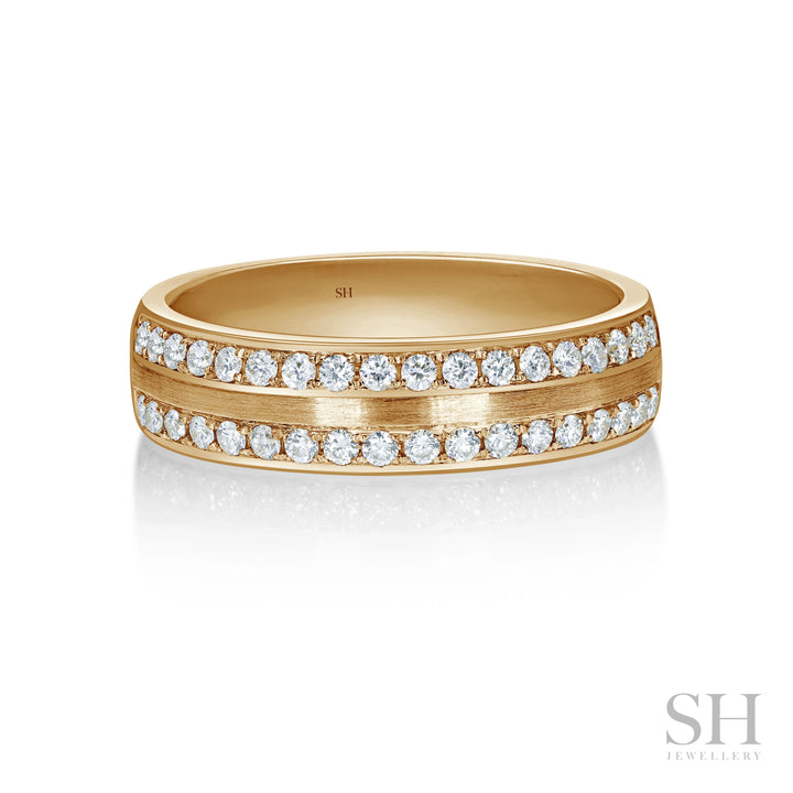 Traction (slim) Men's Diamond Ring With Brushed Finish Centre (6mm) - W1170