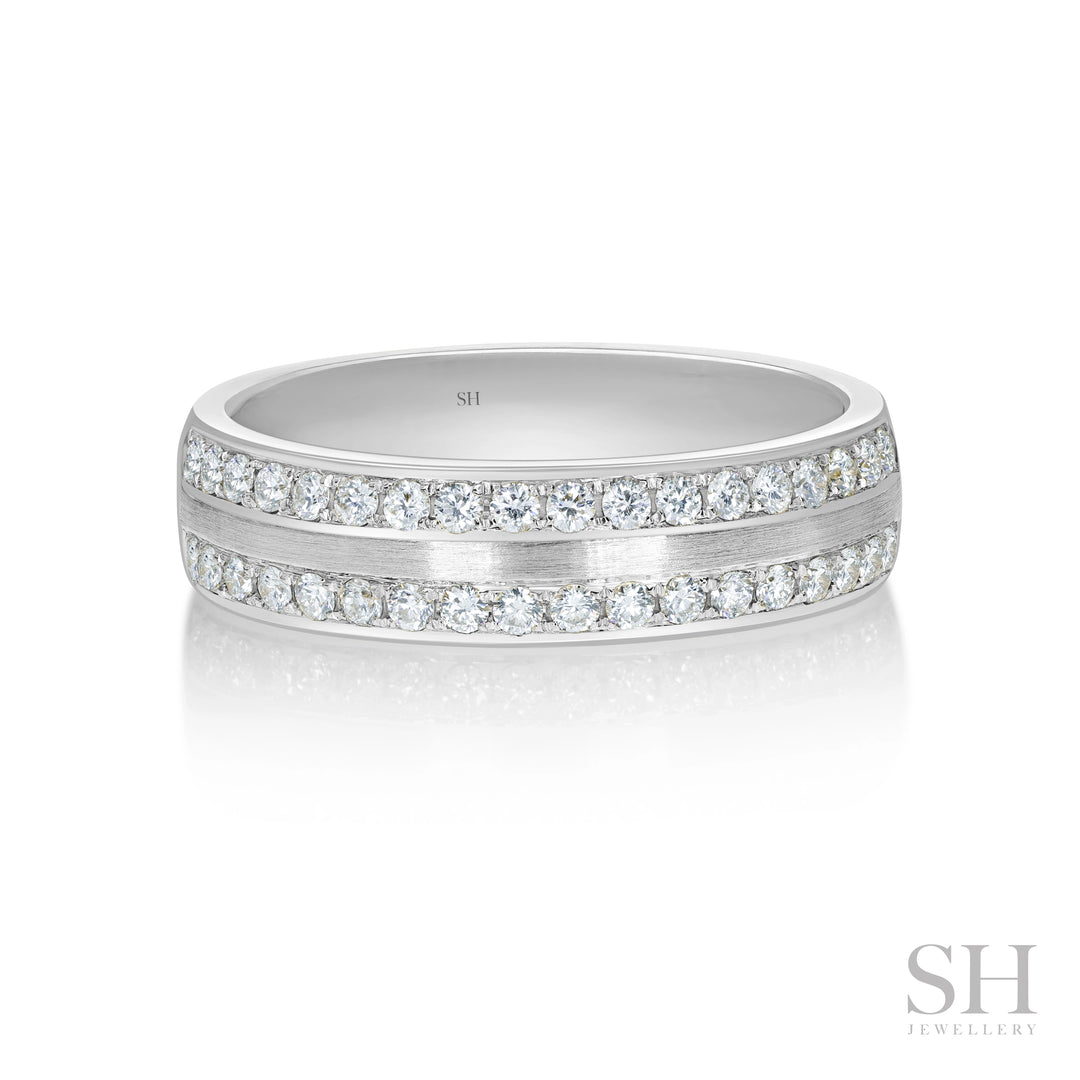 Traction (slim) Men's Diamond Ring With Brushed Finish Centre (6mm) - W1170