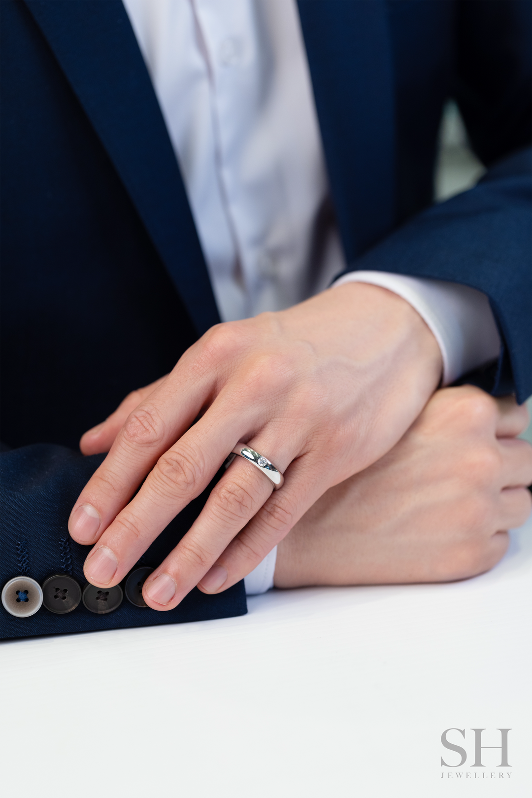 Rounded Rings Men Men’s Rounded Classic Diamond Wedding Ring (5.2mm) - W1174 – SH Jewellery