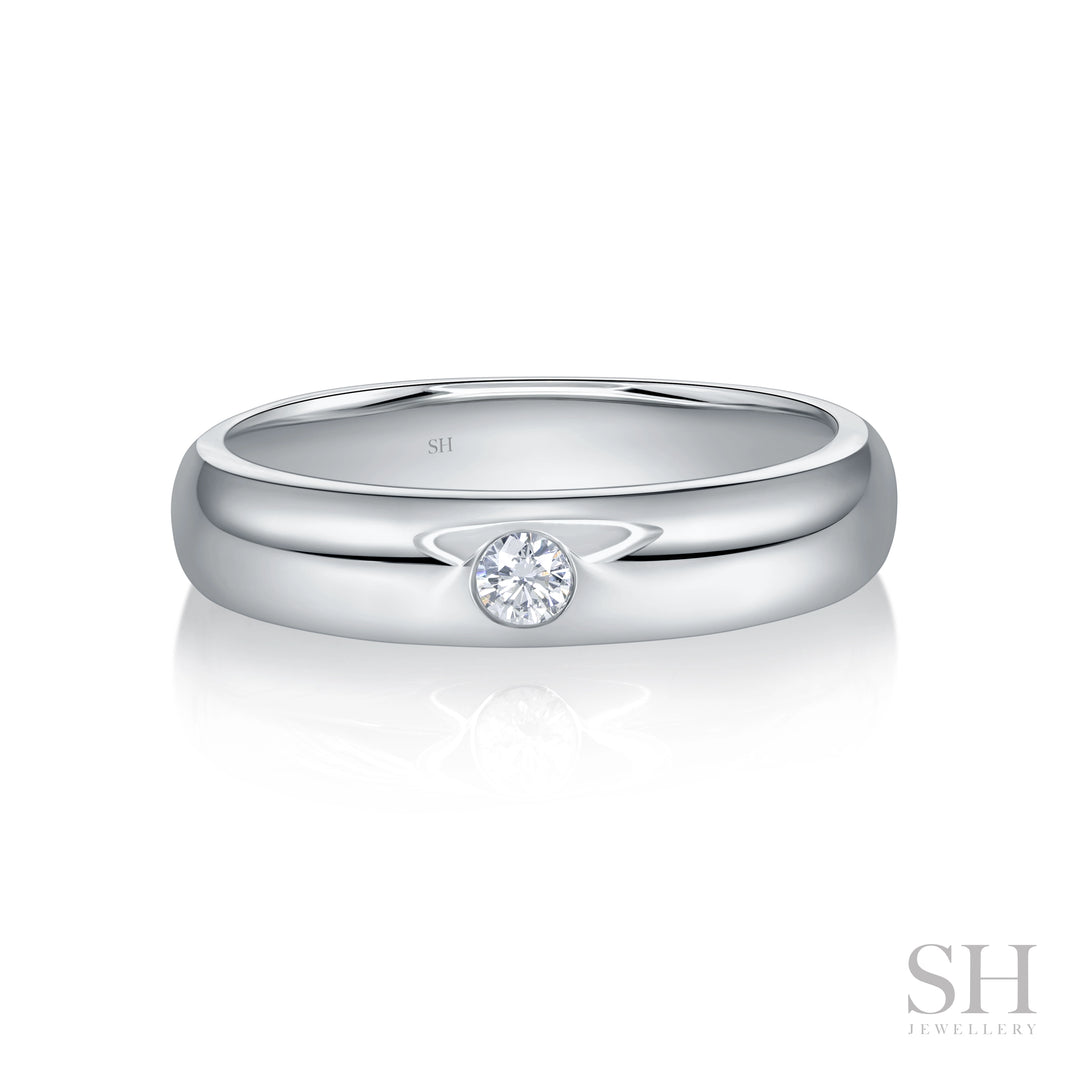 Rounded Rings Men Men’s Rounded Classic Diamond Wedding Ring (5.2mm) - W1174 – SH Jewellery
