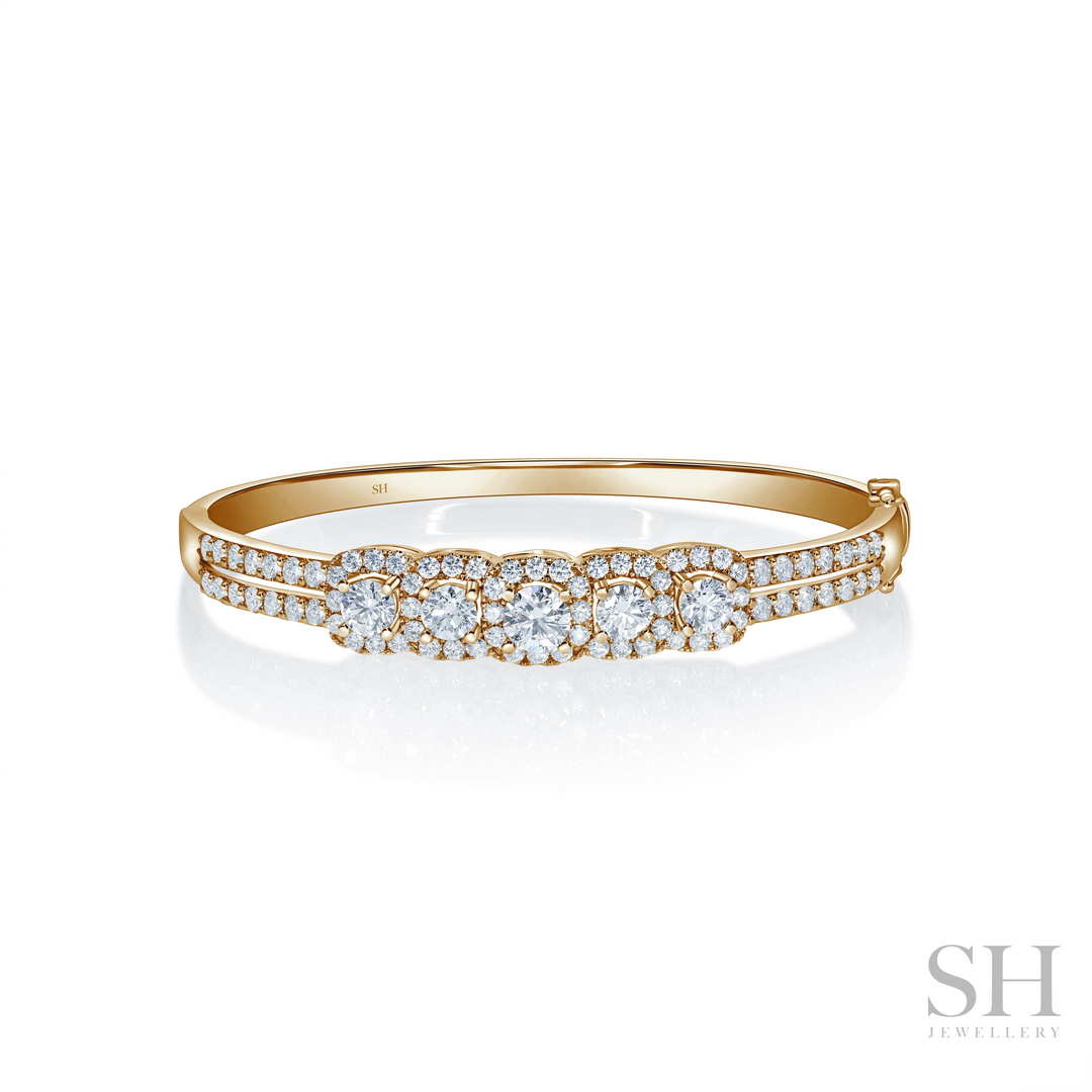 Split Diamond Bangle Floriade (wide) Five Round Diamonds Split Two Row Bangle - W1190 – SH ...