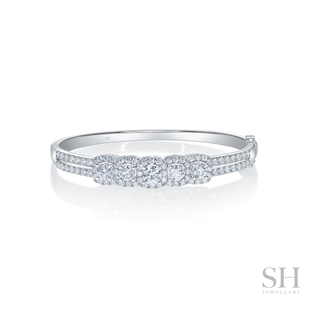 Split Diamond Bangle Floriade (wide) Five Round Diamonds Split Two Row Bangle - W1190 – SH ...