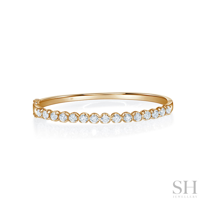 Classic 4-Claw Diamond Bangle with Gold Halo Trim (2.5ct TW) - W1195