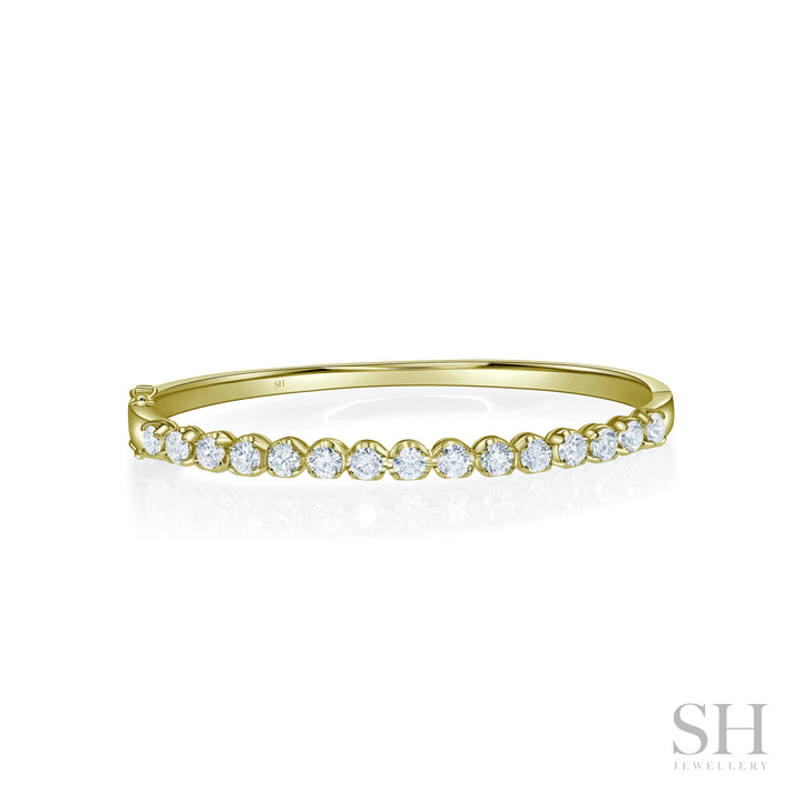 Classic 4-Claw Diamond Bangle with Gold Halo Trim (2.5ct TW) - W1195