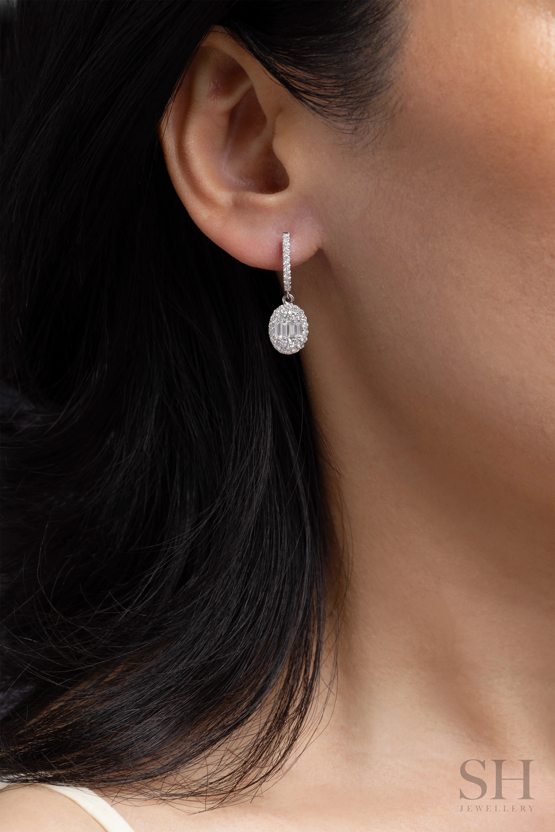Radiant Oval Baguette Drops - W1299 — 18kt White Gold · Natural Diamonds (Clearance)