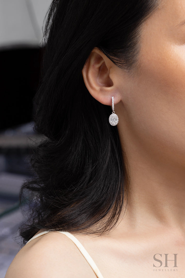 Radiant Oval Baguette Drops - W1299 — 18kt White Gold · Natural Diamonds (Clearance)