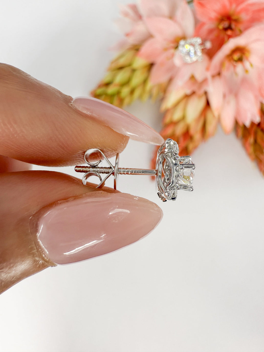 Prism Halo Earrings (0.35ct centre) - W1324 — 18kt White Gold · 0.35ct D SI1 (Clearance)