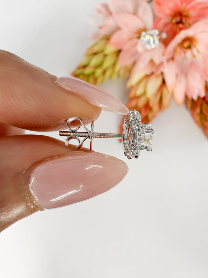Prism Halo Earrings (0.35ct centre) - W1324 — 18kt White Gold · 0.35ct D SI1 (Clearance)