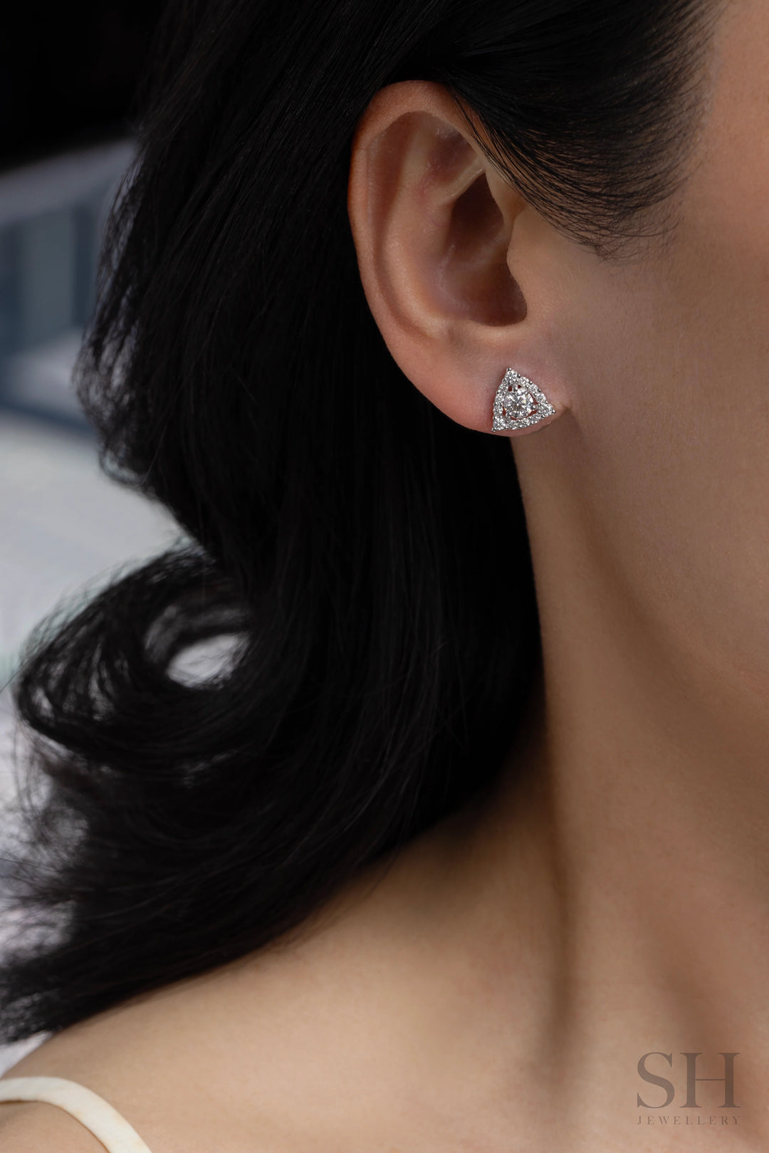 Trilight Halo Earrings (0.35ct centre) - W1325 — 18kt White Gold · 0.34ct D SI2 (Clearance)