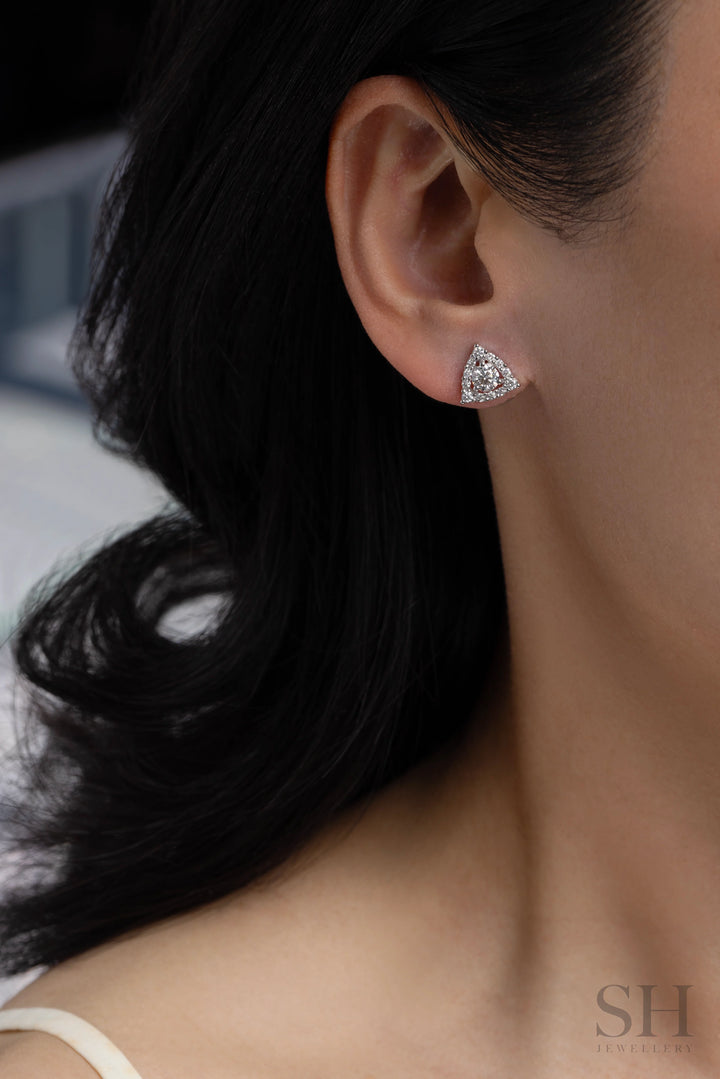 Trilight Halo Earrings (0.35ct centre) - W1325 — 18kt White Gold · 0.34ct D SI2 (Clearance)