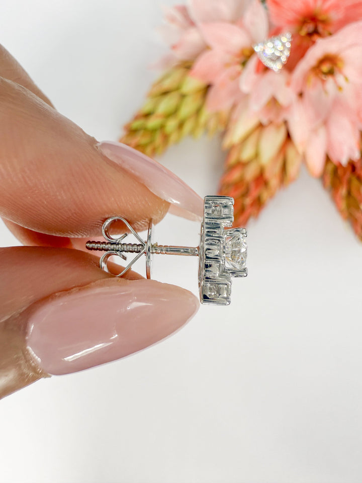 Trilight Halo Earrings (0.35ct centre) - W1325 — 18kt White Gold · 0.34ct D SI2 (Clearance)