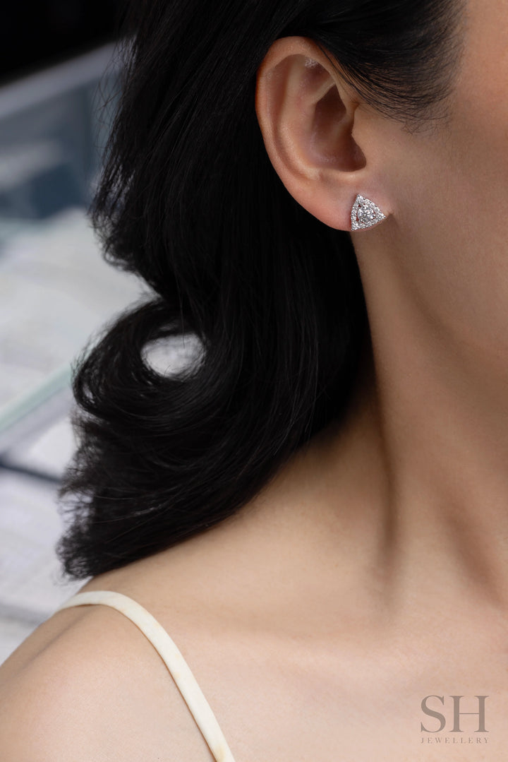 Trilight Halo Earrings (0.35ct centre) - W1325 — 18kt White Gold · 0.34ct D SI2 (Clearance)