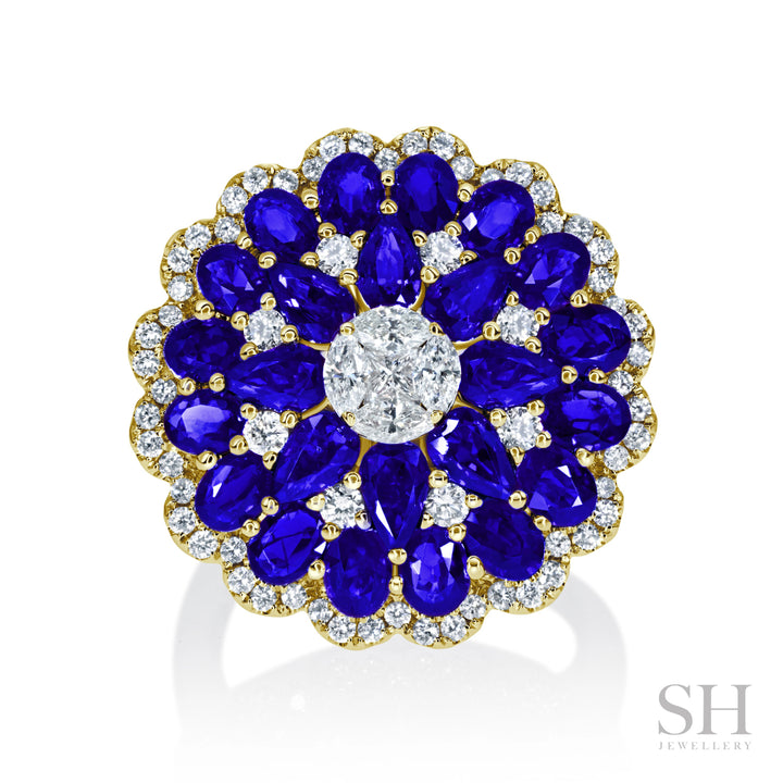 Sapphire and Diamond Hemisphere Dress Ring - W1359