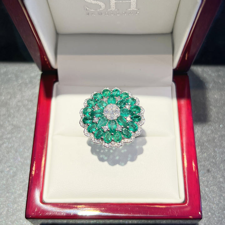 Emerald and Diamond Hemisphere Dress Ring - W1360