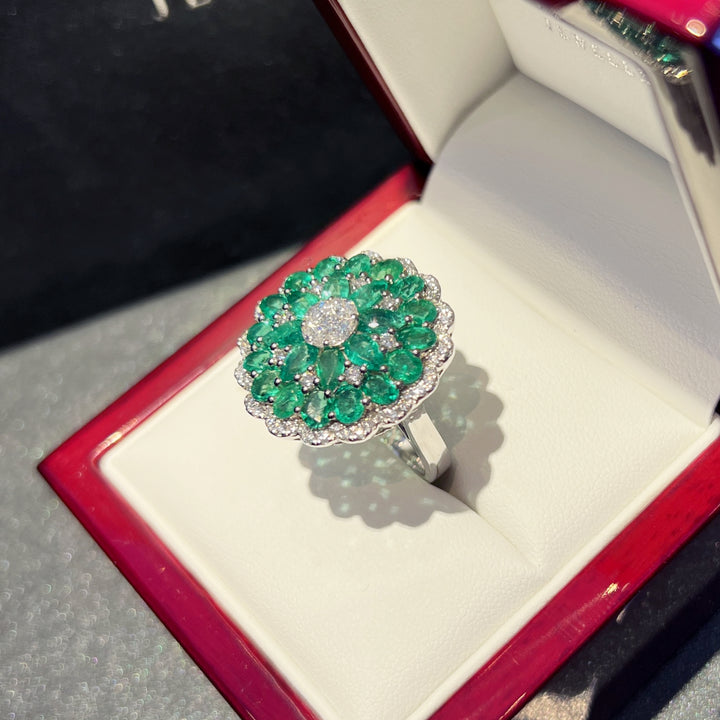 Emerald and Diamond Hemisphere Dress Ring - W1360