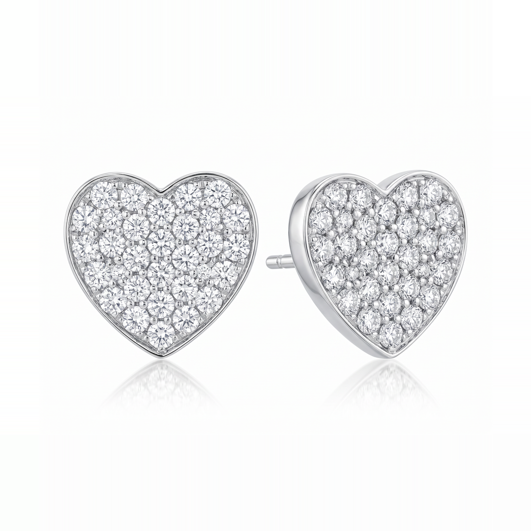 Pavé Heart Diamond Stud Earrings — 0.64ct TW (Clearance)