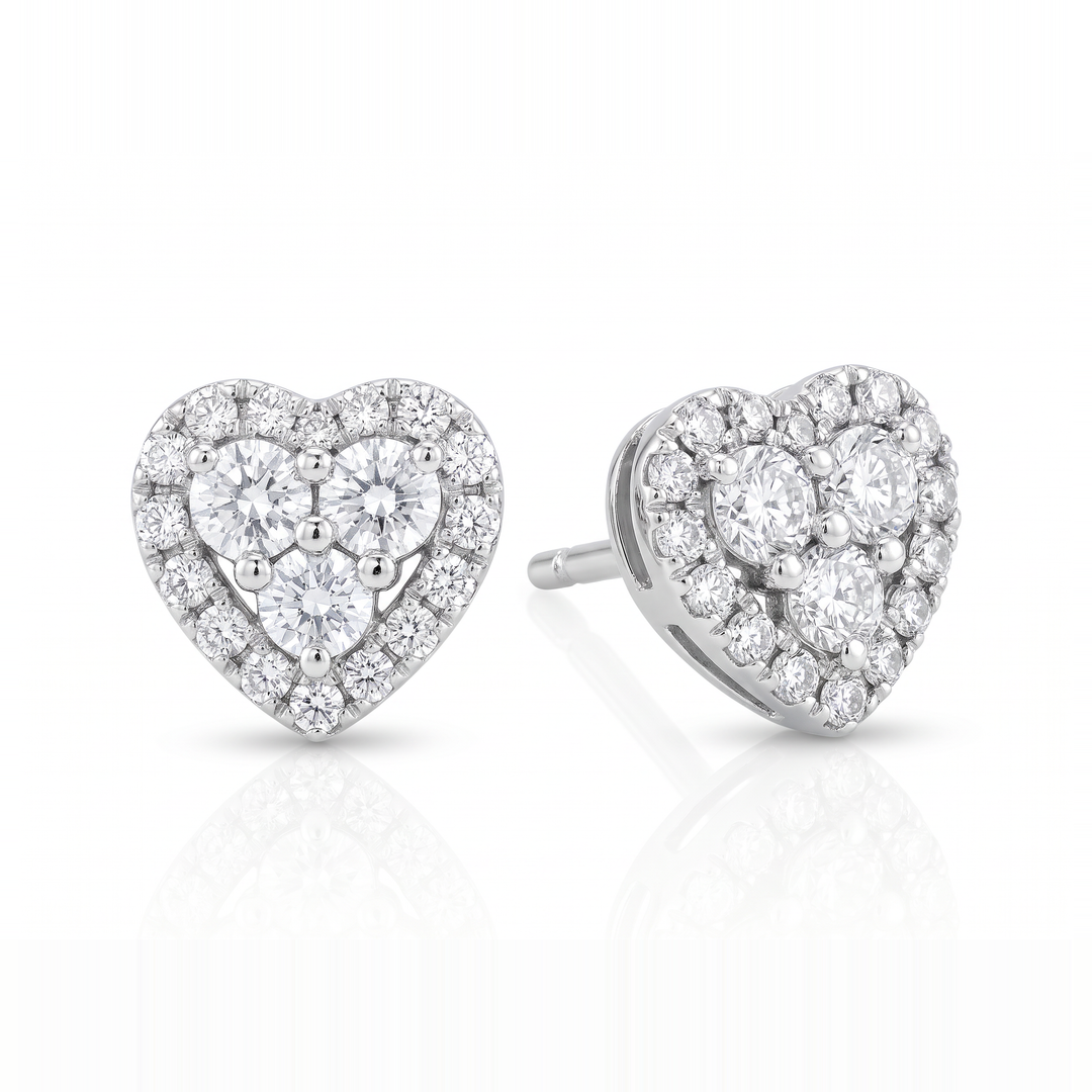 Heart Cluster Halo Stud Earrings — 0.52ct TW (Clearance)