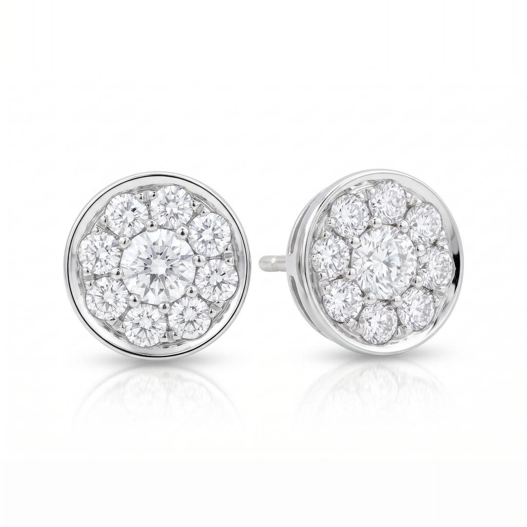 Bezel-Set Round Cluster Stud Earrings — 0.25ct TW (Clearance)