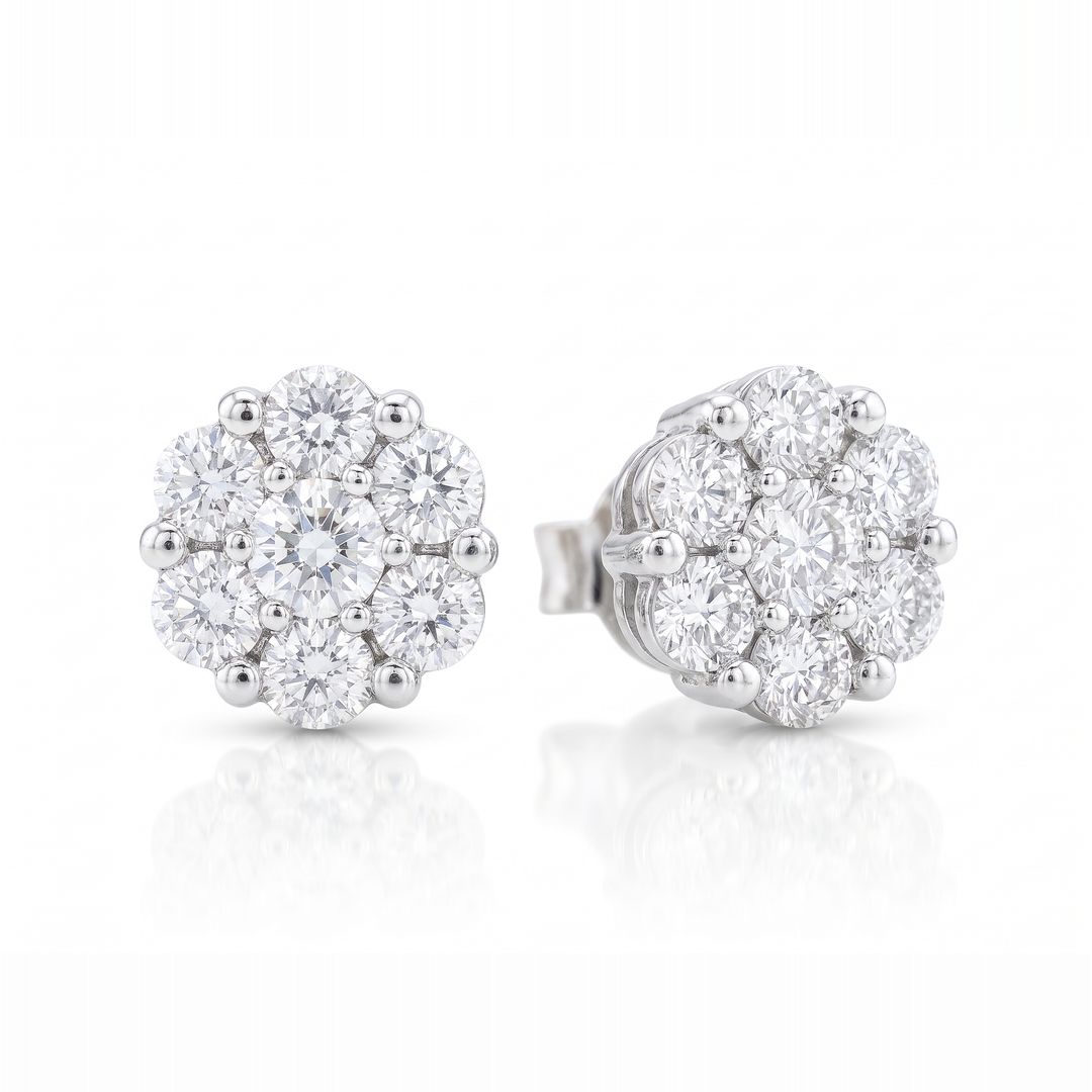 Claw-Set Diamond Cluster Stud Earrings — 0.60ct TW (Clearance)