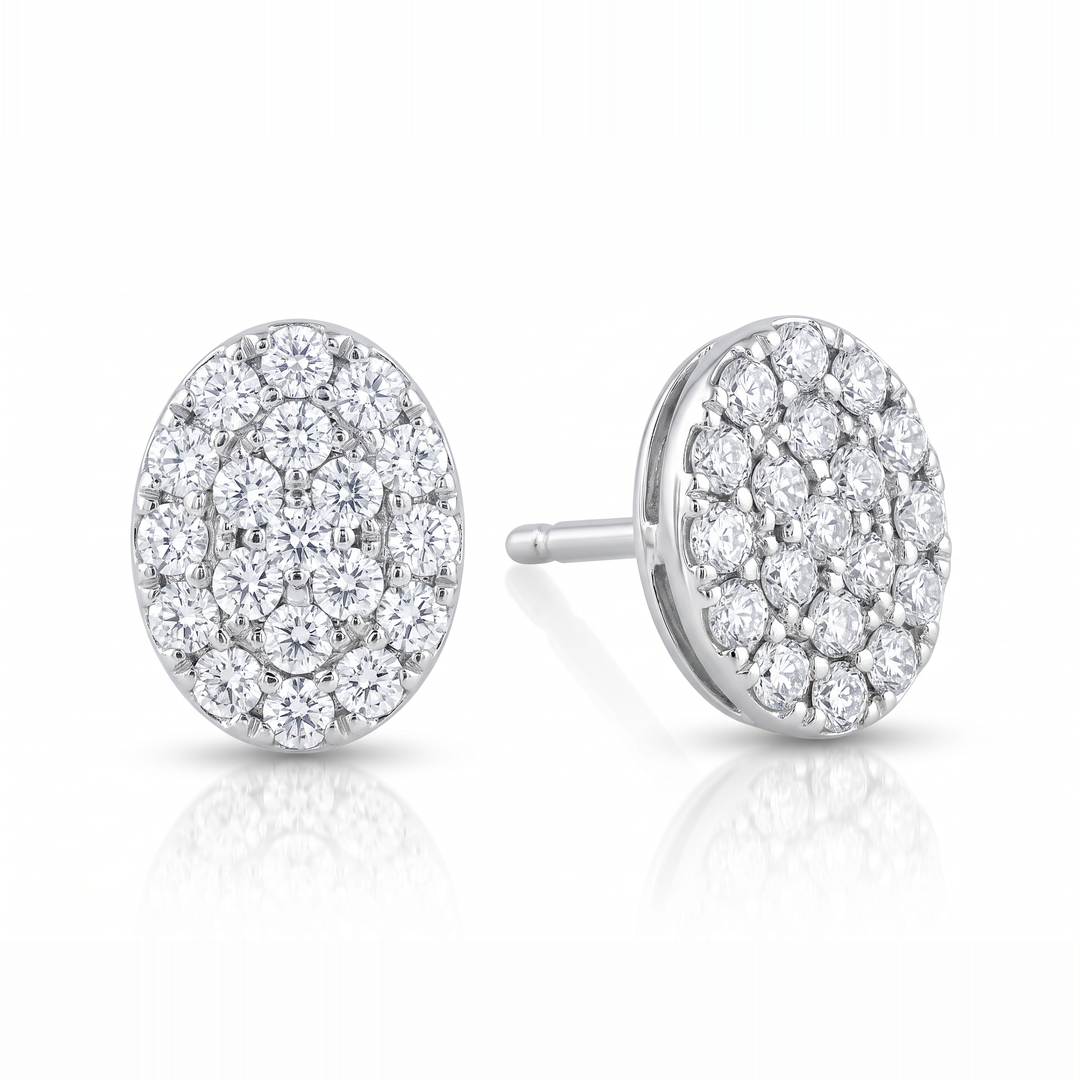 Oval Pavé Diamond Stud Earrings — 0.53ct TW (Clearance)