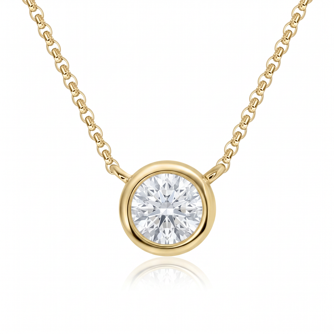 Diamond Bezel Solitaire Necklace in Yellow Gold — 0.20ct