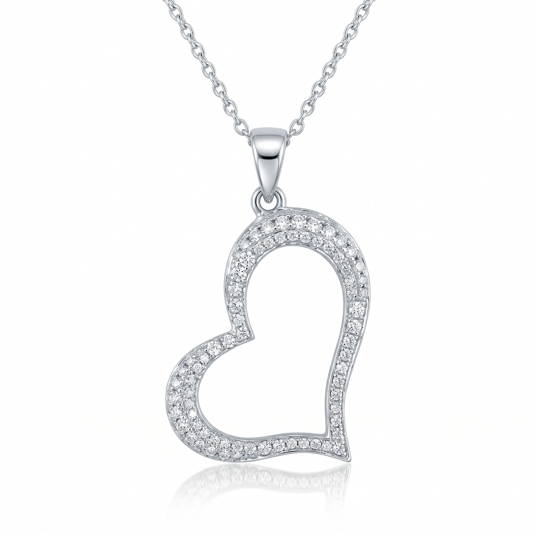 Pavé Diamond Open Heart Pendant — 0.48ct TW