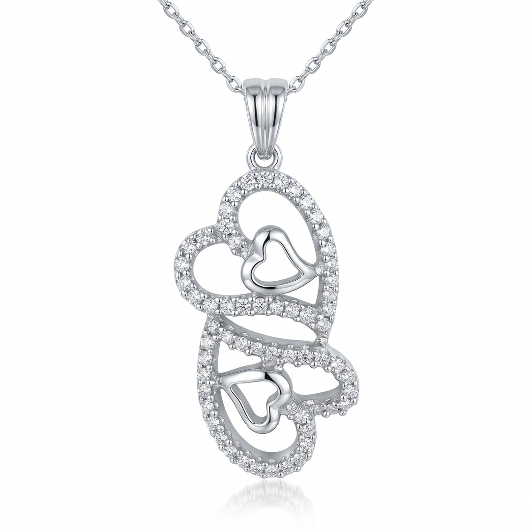 Diamond Linked Hearts Pendant — 0.62ct TW