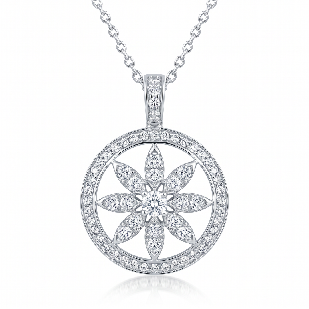 Diamond Starburst Medallion Pendant — 0.99ct TW