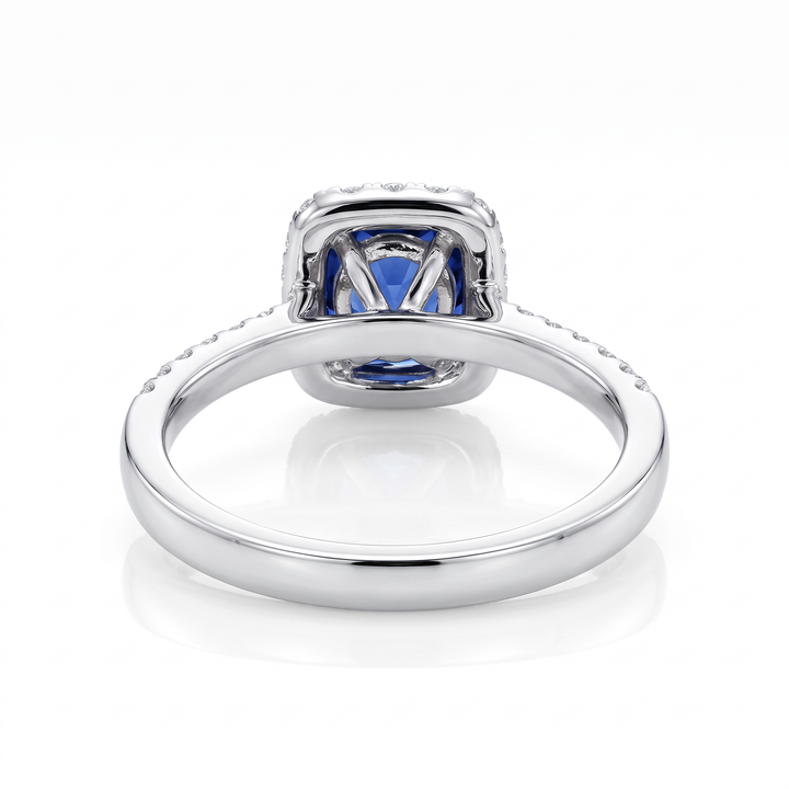 Cushion Sapphire &amp; Diamond Halo Ring