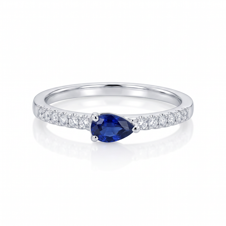 Pear Sapphire &amp; Diamond Stacking Ring