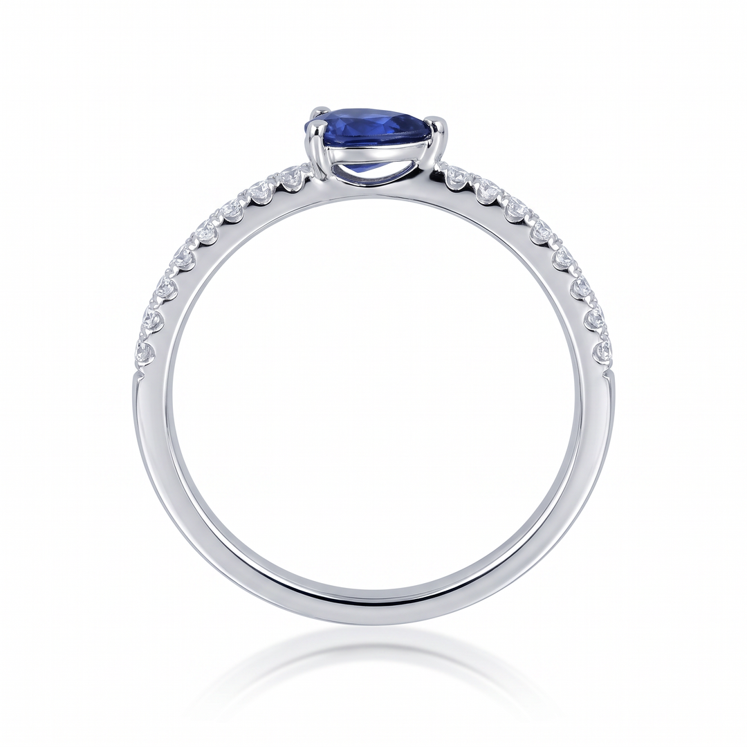 Pear Sapphire &amp; Diamond Stacking Ring