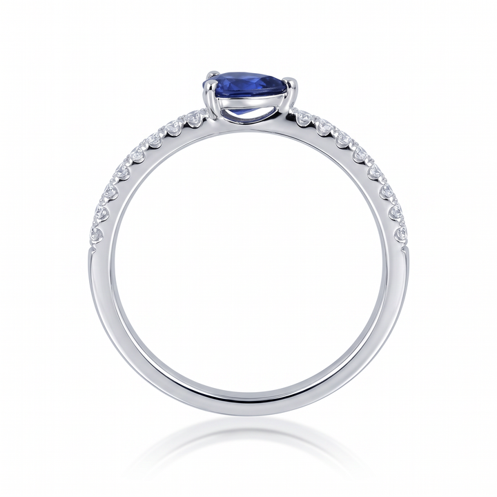 Pear Sapphire &amp; Diamond Stacking Ring