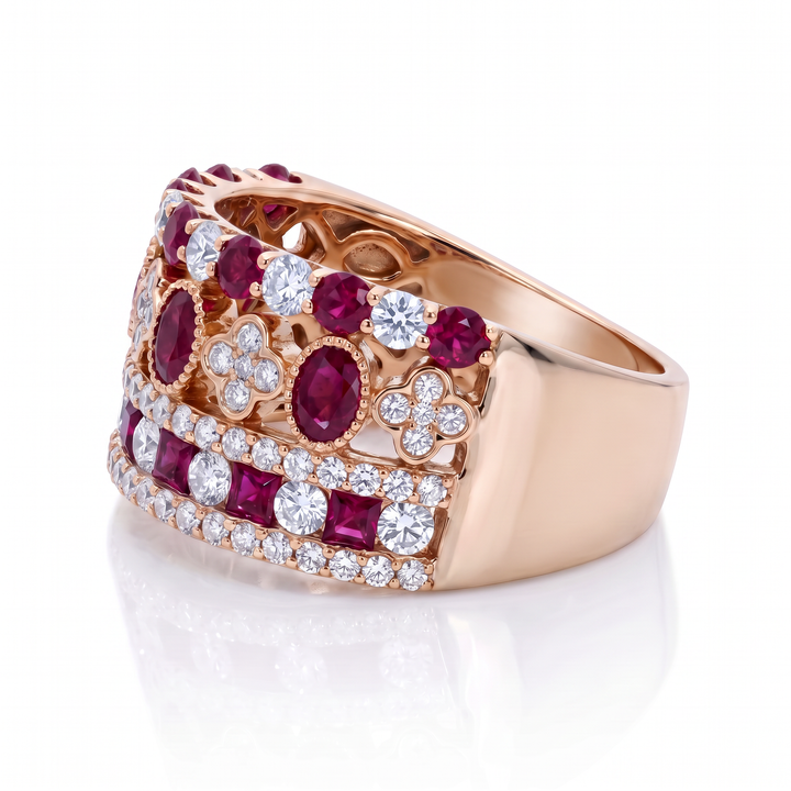 Ruby &amp; Diamond Statement Band, Rose Gold