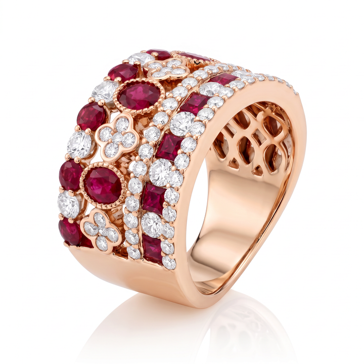 Ruby &amp; Diamond Statement Band, Rose Gold
