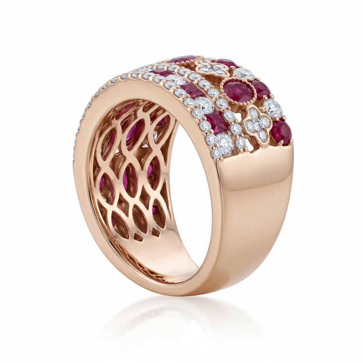 Ruby &amp; Diamond Statement Band, Rose Gold