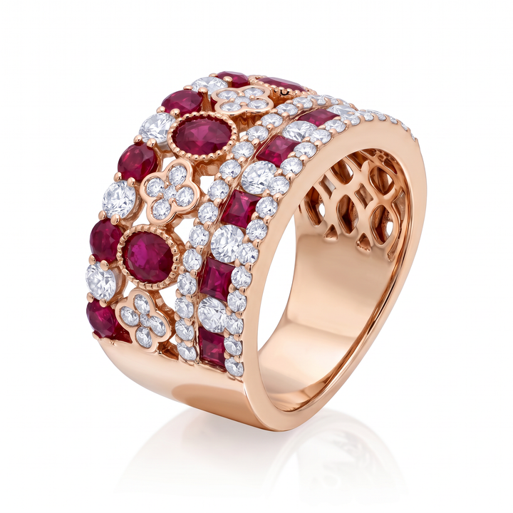 Ruby &amp; Diamond Statement Band, Rose Gold