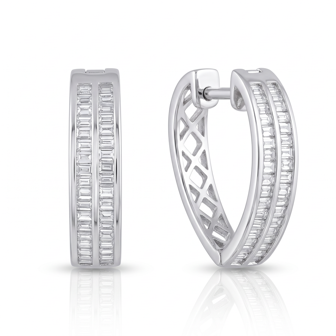 Heart-Shaped Baguette Diamond Hoop Earrings — 0.45ct TW