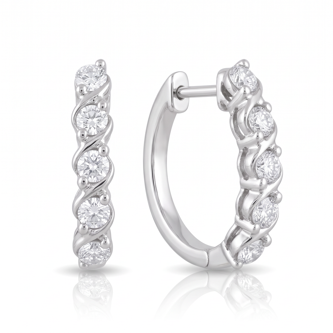 Twisted Diamond Line Hoop Earrings — 0.36ct TW