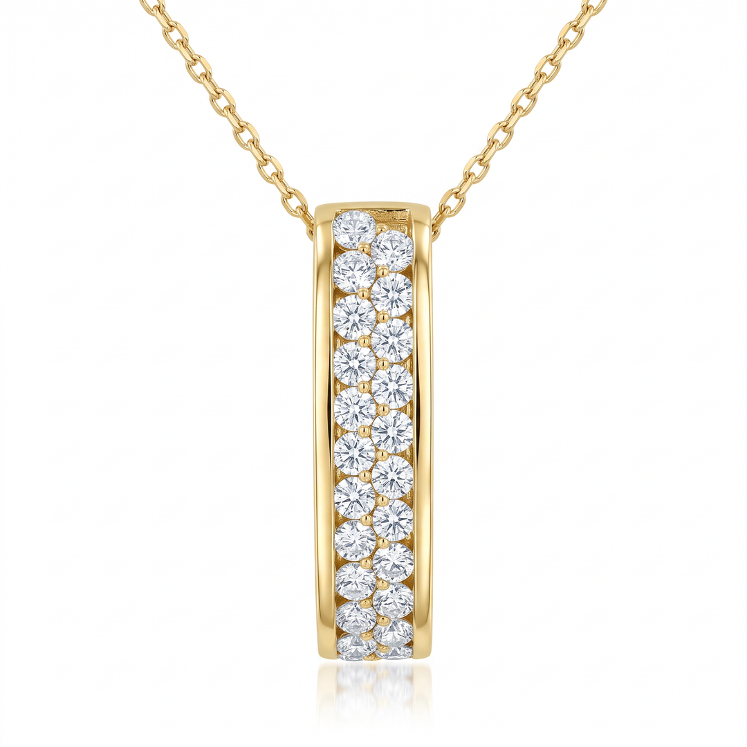 Pavé Diamond Bar Pendant in Yellow Gold — 0.49ct TW