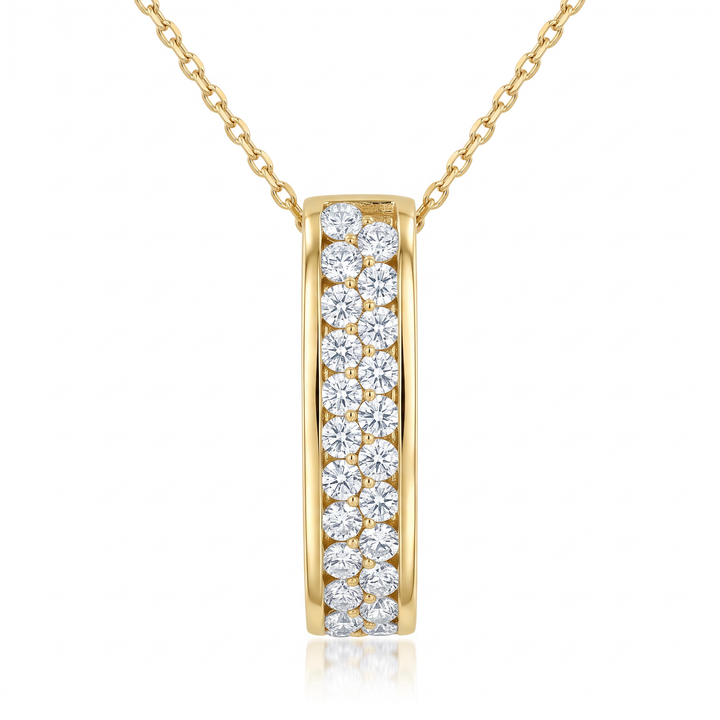 Pavé Diamond Bar Pendant in Yellow Gold — 0.49ct TW